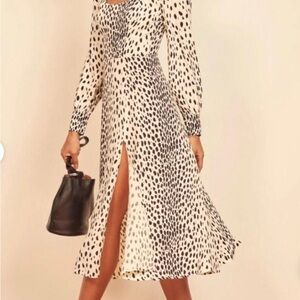 Reformation Elegant Black and White Polka Dot Alessi Dress